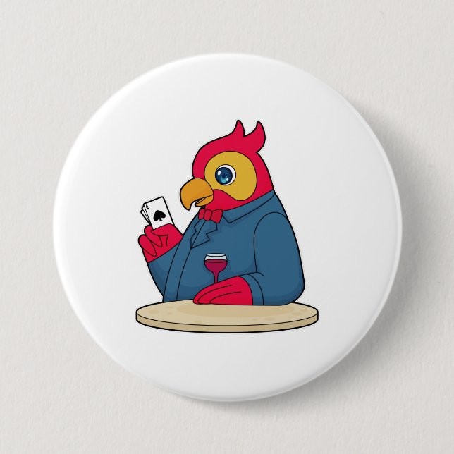 Parrot på Poker med Poker-kort Knapp (Framsida)