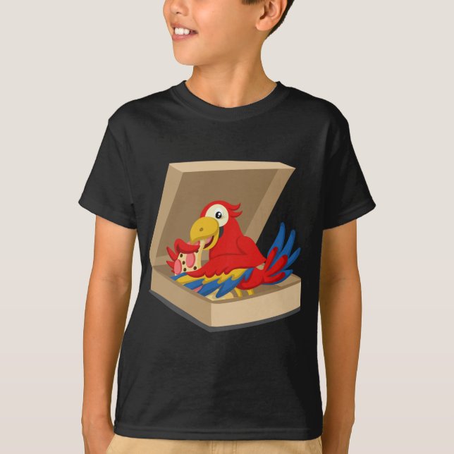 Parrot Pet Eating Pizza T Shirt (Framsida)
