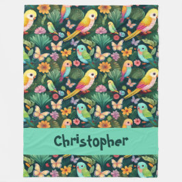 Parrot Playground: A Vibrant Dance of Tropical Fleecefilt