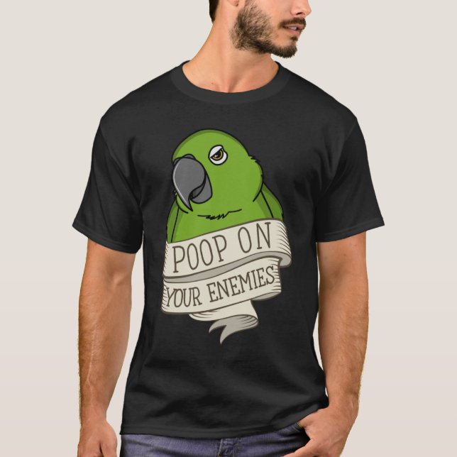 Parrot Poop på dina fiender Gult kapade Amazon T Shirt (Framsida)