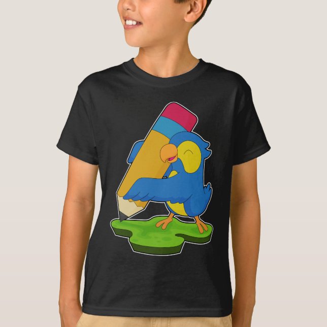 Parrot Pupil Pencil School T Shirt (Framsida)