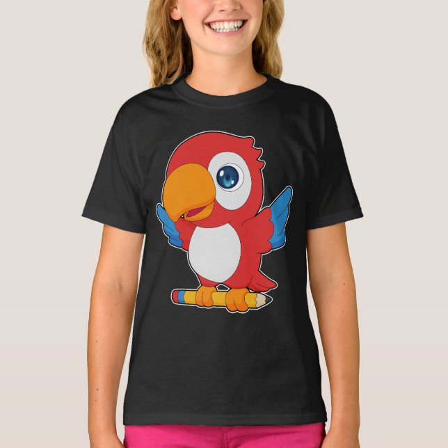Parrot Pupil Pencil School T Shirt (Framsida)