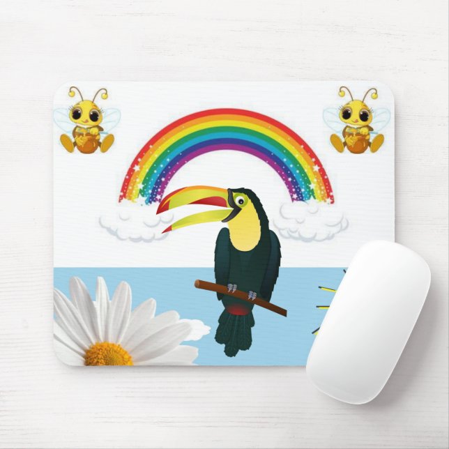 Parrot Rainbow Sol Blommigt Mouse Pad! Muspets Musmatta (Med mus)