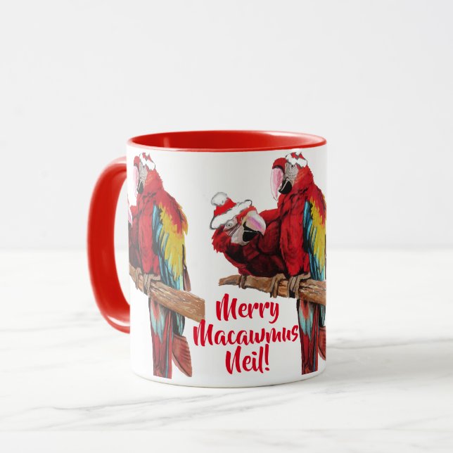 Parrot Red Birds God jul Macaw Red Mugg (Framsida vänster)