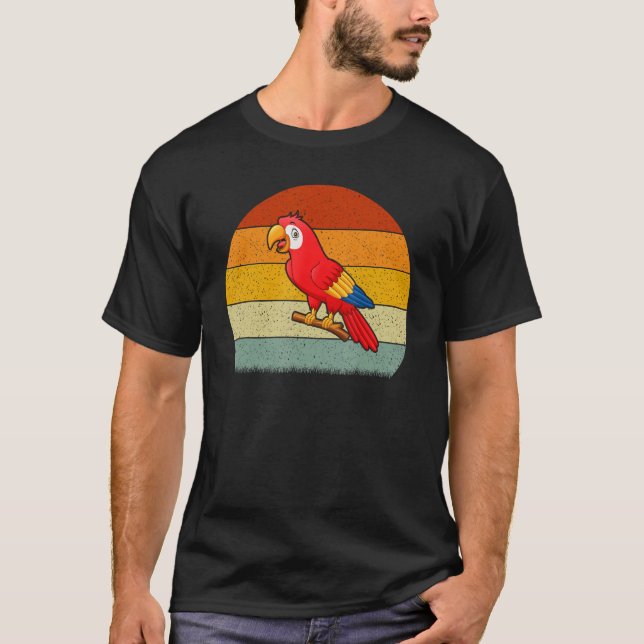 Parrot Retro Stil Vintage T Shirt (Framsida)