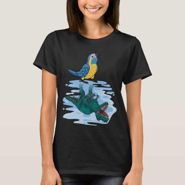 Parrot & Rex Reflection I Blue-trogen Macaw T Shirt (Framsida)