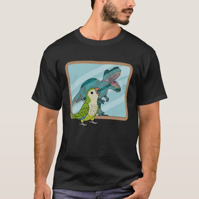 Parrot & Rex Reflection I Green Monk Parakeet Quak T Shirt (Framsida)