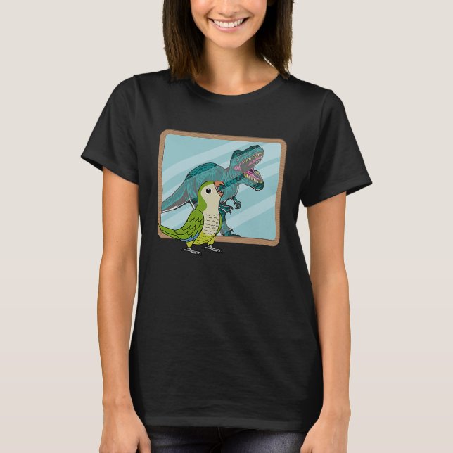Parrot & Rex Reflection I Green Monk Parakeet Quak T Shirt (Framsida)