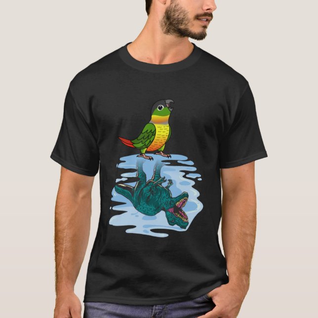 Parrot & Rex Reflection I Gult Sided Grönt Cheek T Shirt (Framsida)