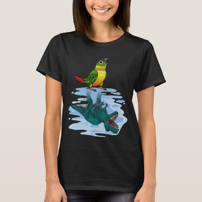 Parrot & Rex Reflection I Gult Sided Grönt Cheek T Shirt (Framsida)