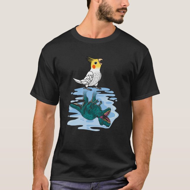 Parrot & Rex Reflection I Lutino Cockatiel T Shirt (Framsida)