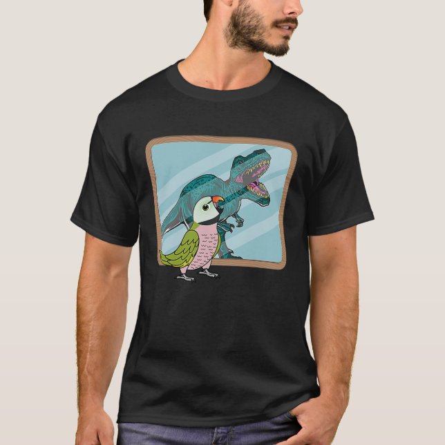 Parrot & Rex Reflection I Mustache Parakeet T Shirt (Framsida)