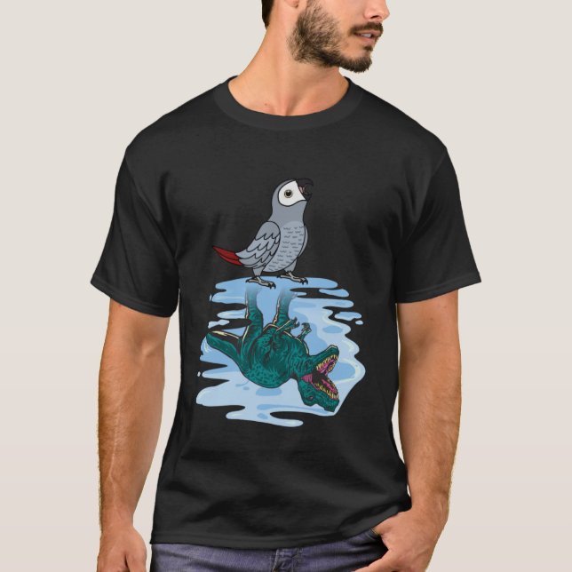 Parrot & Rex Refltion I African Grått T Shirt (Framsida)