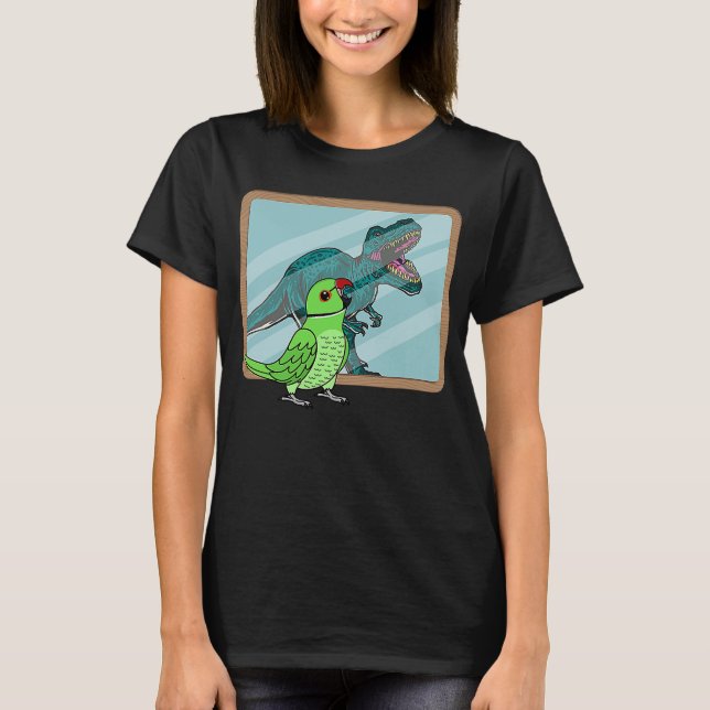 Parrot & Rex Refltion I Grönt Indian Ringnacke T Shirt (Framsida)