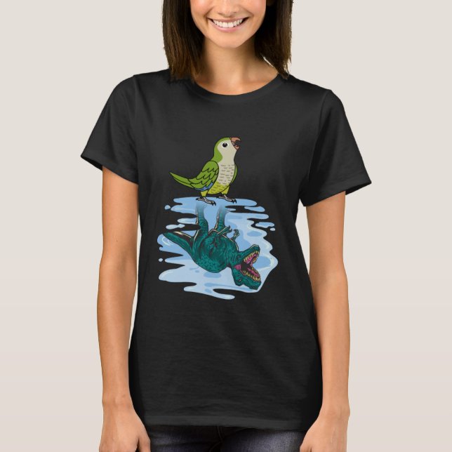 Parrot & Rex Refltion I Grönt Munk Parakeet Quak T Shirt (Framsida)