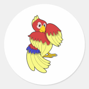 Parrot röd gult runt klistermärke