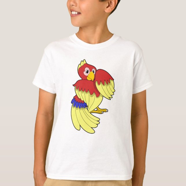 Parrot röd gult t shirt (Framsida)