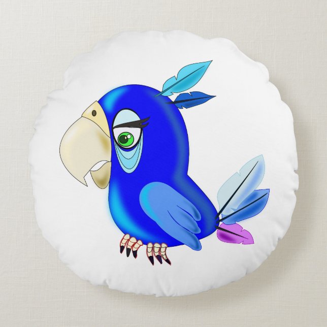 Parrot Round Pillow - Anpassade Rund Kudde (Framsidan)