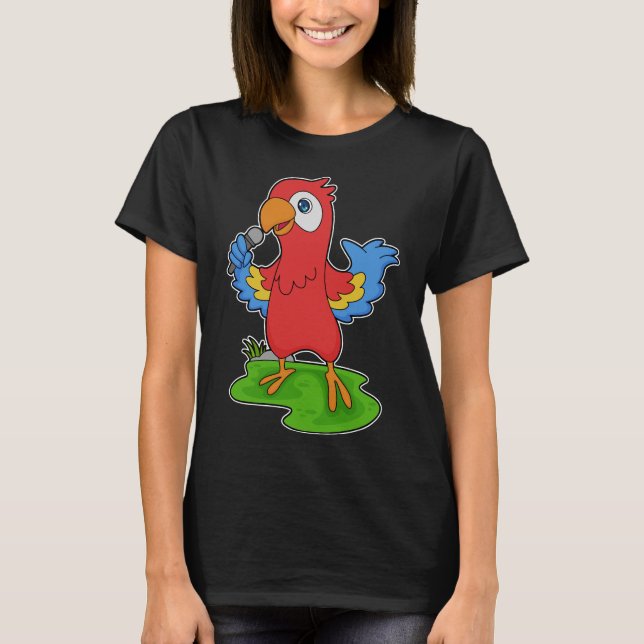 Parrot Singer Microphone Music T Shirt (Framsida)