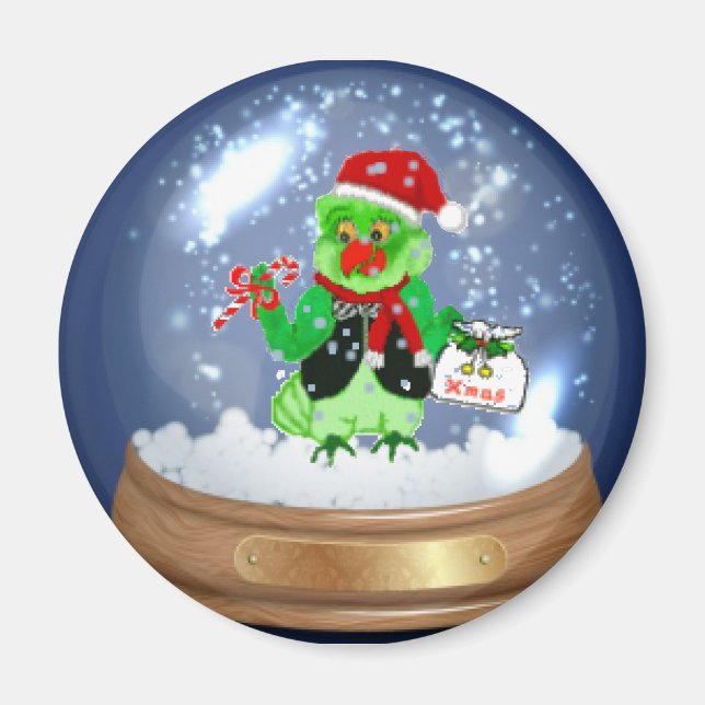 Parrot snö globe magnet (Framsidan)