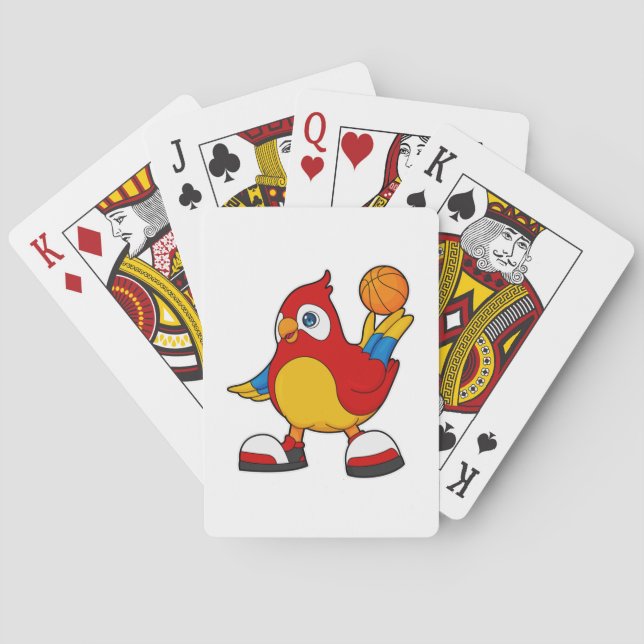 Parrot som basketspelare med basketboll casinokort (Baksidan)
