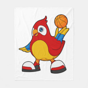 Parrot som basketspelare med basketboll fleecefilt