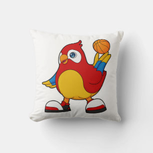Parrot som basketspelare med basketboll kudde