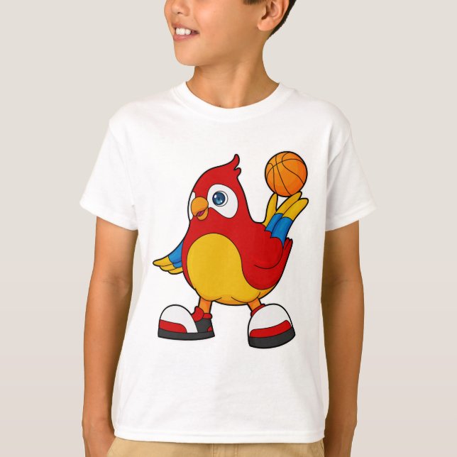 Parrot som basketspelare med basketboll t shirt (Framsida)