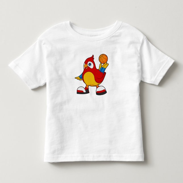 Parrot som basketspelare med basketboll t shirt (Framsida)