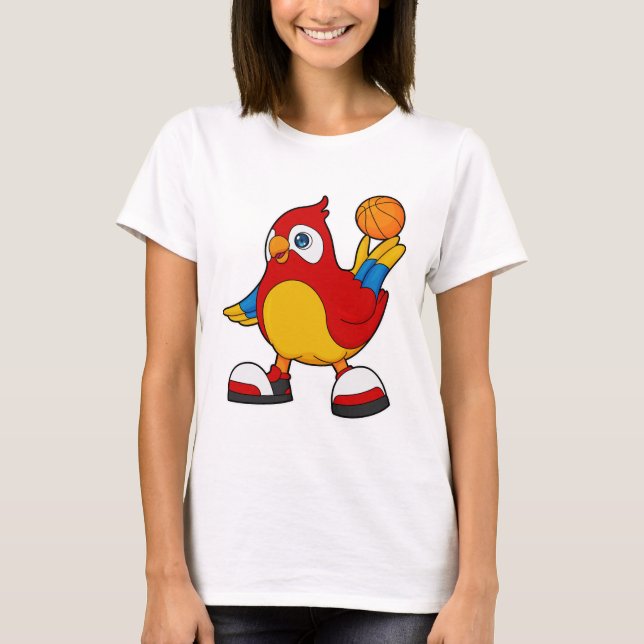 Parrot som basketspelare med basketboll t shirt (Framsida)