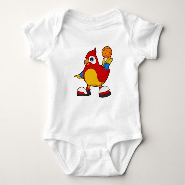 Parrot som basketspelare med basketboll t shirt (Framsida)