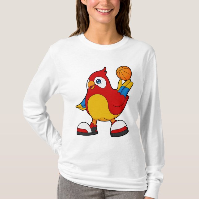 Parrot som basketspelare med basketboll t shirt (Framsida)