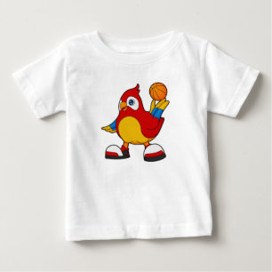 Parrot som basketspelare med basketboll t shirt