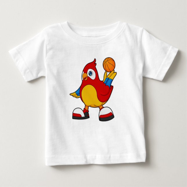 Parrot som basketspelare med basketboll t shirt (Framsida)