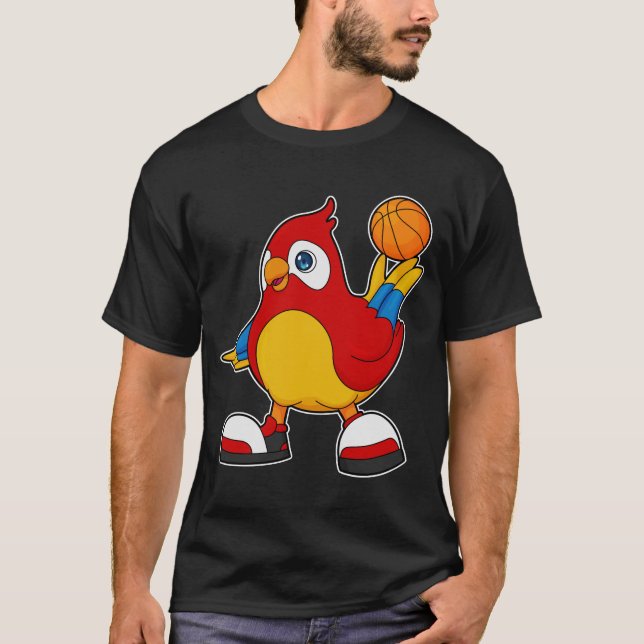 Parrot som basketspelare med basketboll t shirt (Framsida)