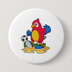 Parrot som fotbollsspelare med fotboll knapp