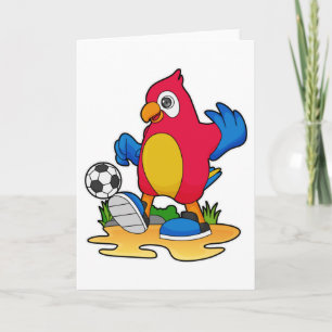 Parrot som fotbollsspelare med fotboll kort