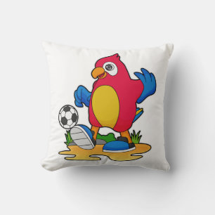 Parrot som fotbollsspelare med fotboll kudde