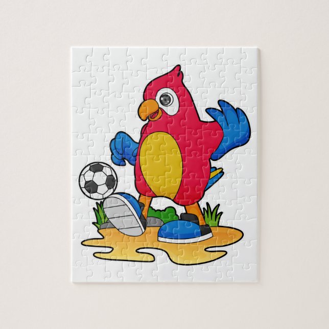 Parrot som fotbollsspelare med fotboll pussel (Vertikal)