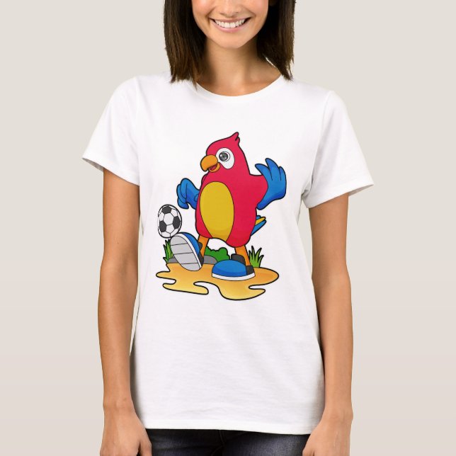 Parrot som fotbollsspelare med fotboll t shirt (Framsida)