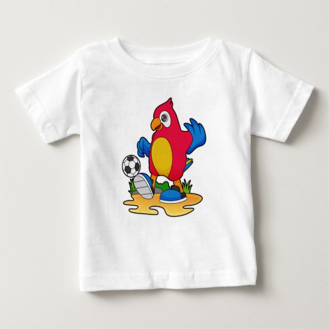 Parrot som fotbollsspelare med fotboll t shirt (Framsida)