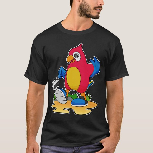 Parrot som fotbollsspelare med fotboll t shirt (Framsida)