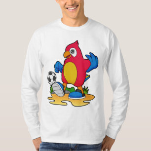 Parrot som fotbollsspelare med fotboll t shirt