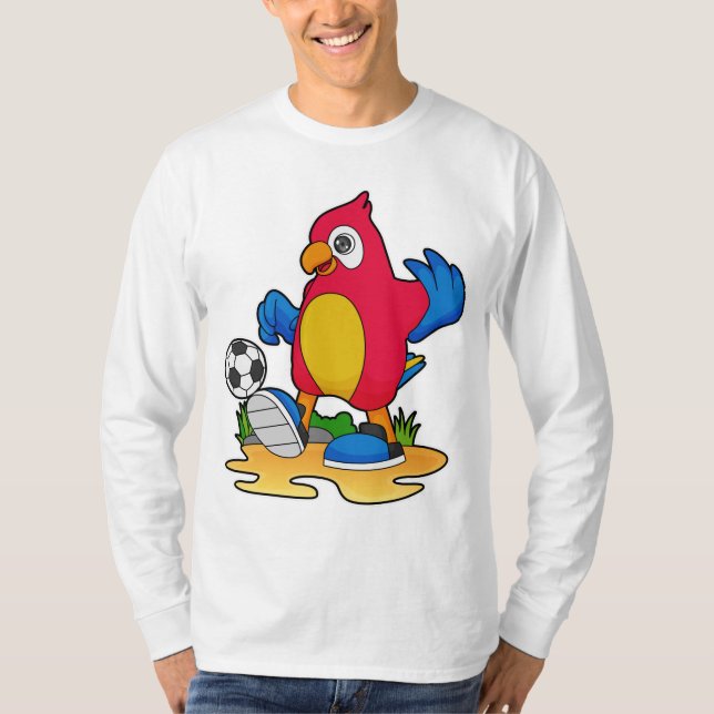 Parrot som fotbollsspelare med fotboll t shirt (Framsida)