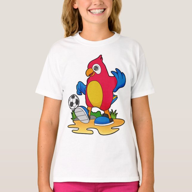 Parrot som fotbollsspelare med fotboll t shirt (Framsida)