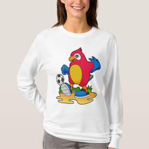Parrot som fotbollsspelare med fotboll t shirt