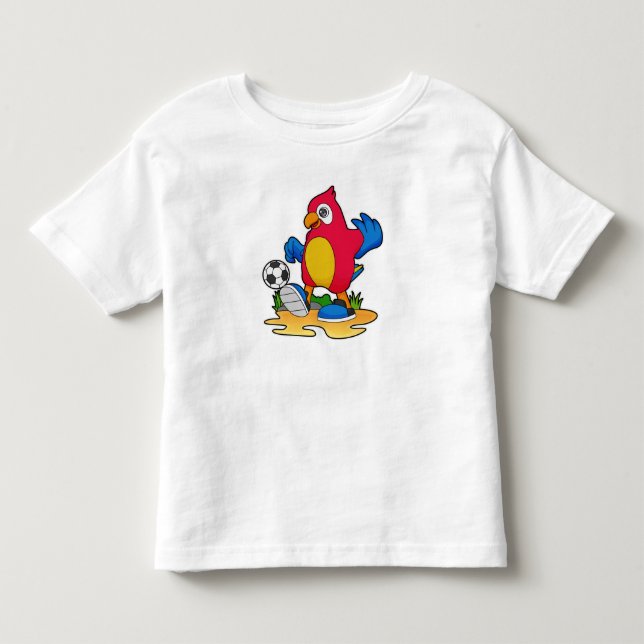 Parrot som fotbollsspelare med fotboll t shirt (Framsida)