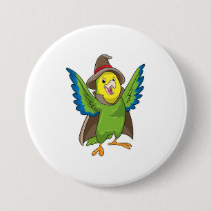 Parrot som guide med hatt knapp