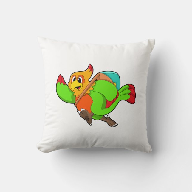 Parrot som Hiker med ryggsäck Kudde (Framsida)