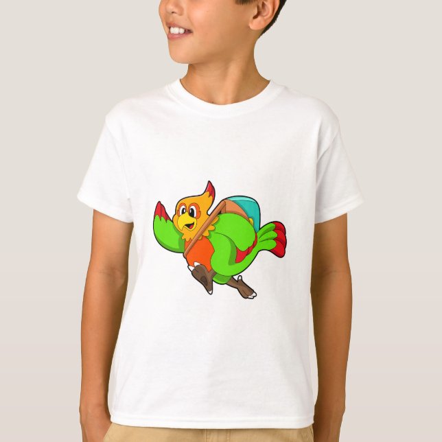 Parrot som Hiker med ryggsäck T Shirt (Framsida)